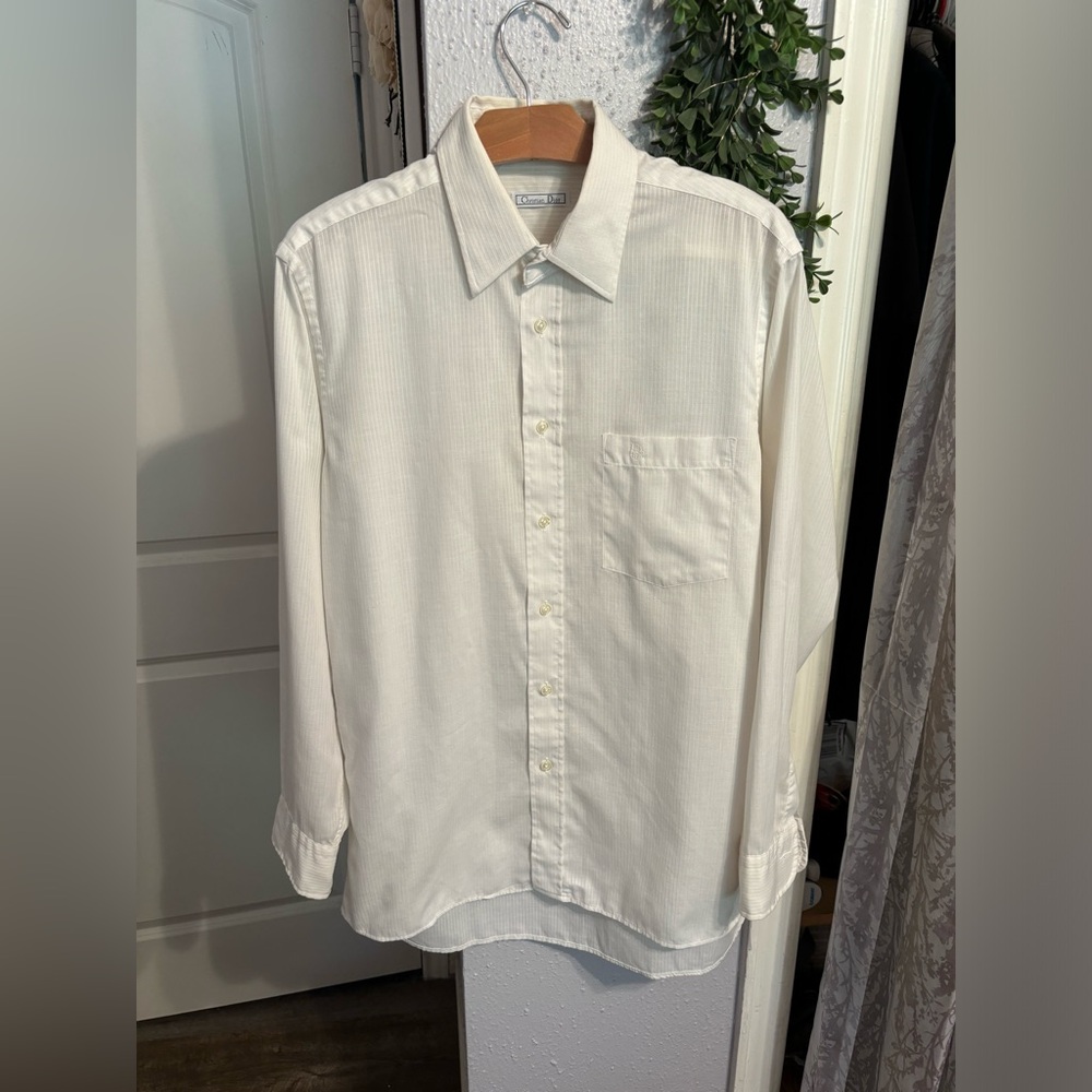 Christian Dior | Vintage White Button Up | Size 15 1/2 32-33